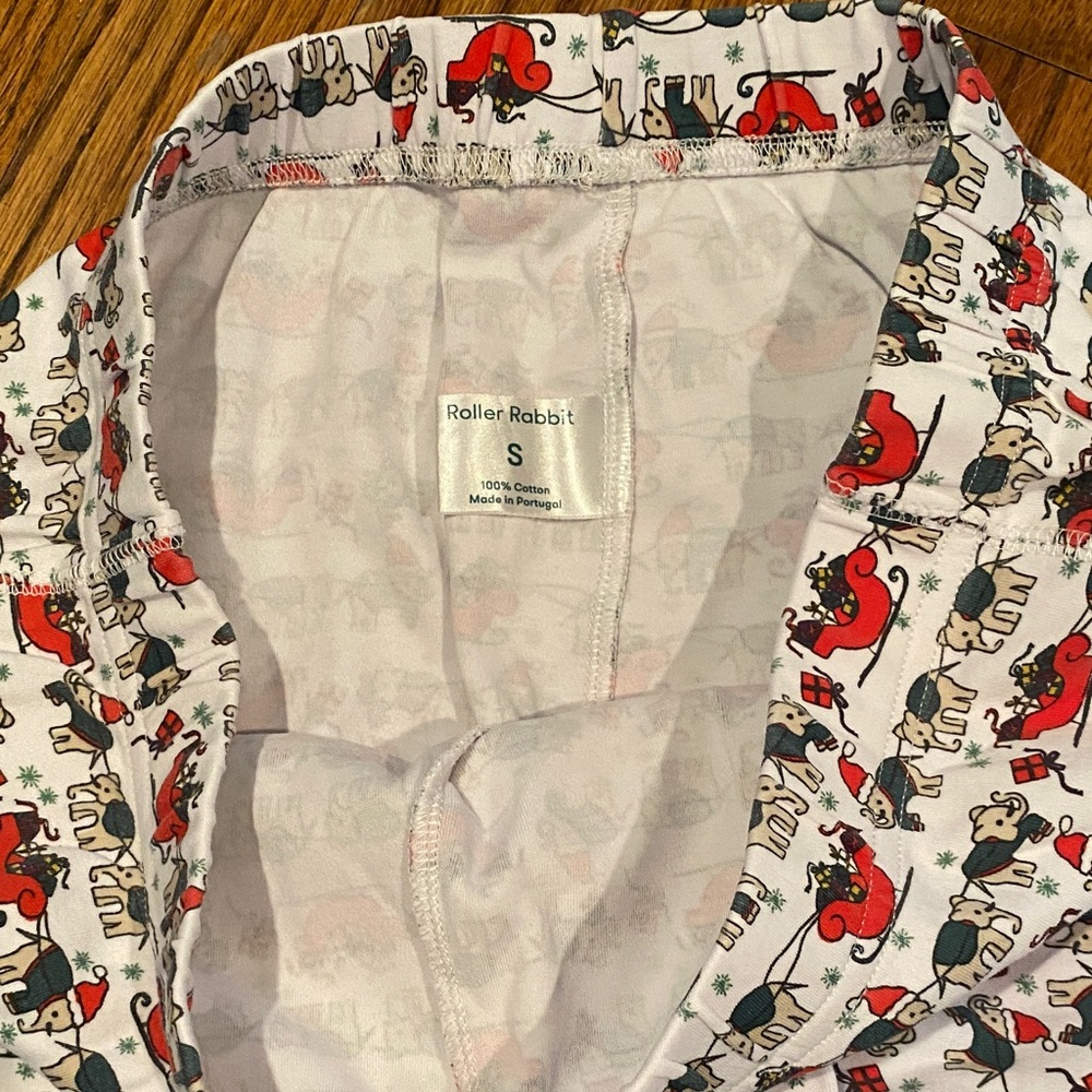 Roller Rabbit Women’s Small Pajama Set with Red and Green Christmas Print - Picture 3 of 6